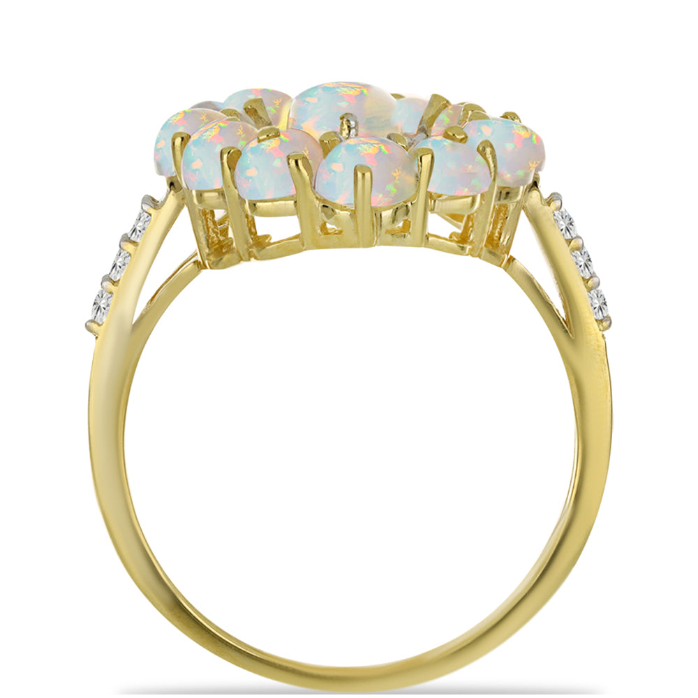 Goldplattierter Silberring mit Welo-Opal und weißem Topas