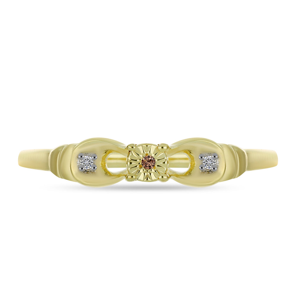 Goldplattierter Silberring mit Champagner-Diamant und weißem Diamant