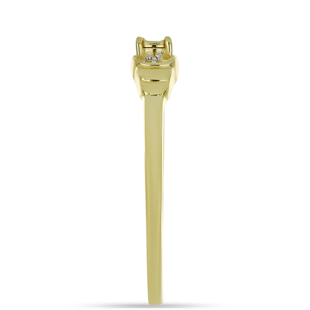 Goldplattierter Silberring mit Champagner-Diamant und weißem Diamant