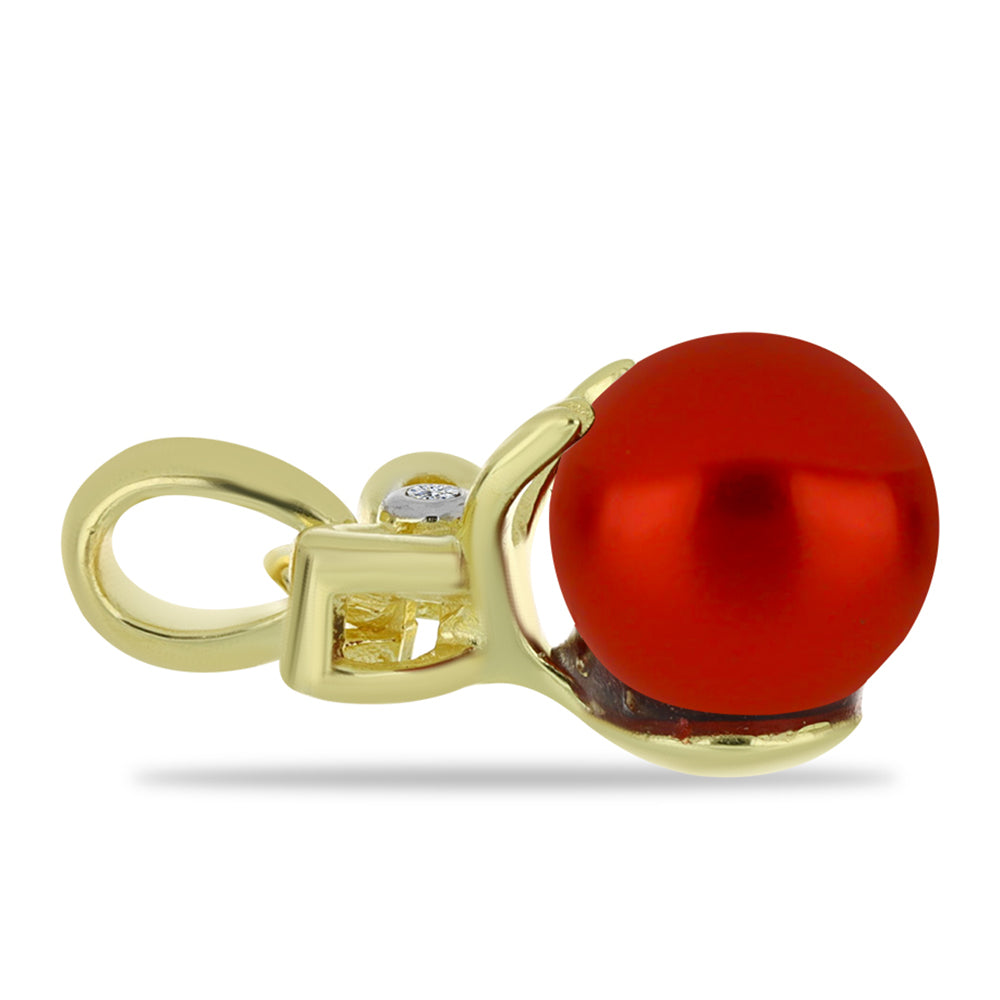 Goldplattierter Silberanhänger mit roter Süßwasserperle und weißem Topas