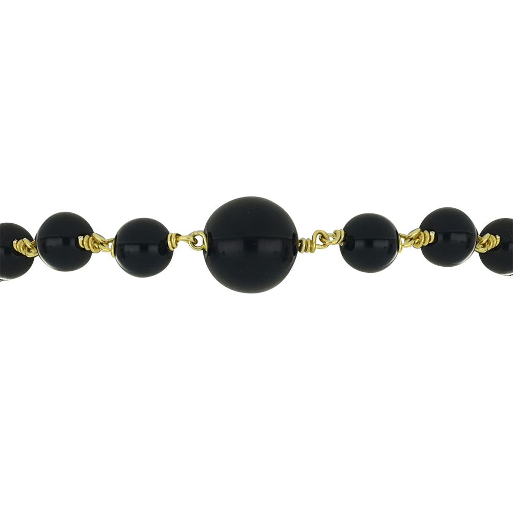 Goldplattiertes Silberarmband mit schwarzem Onyx