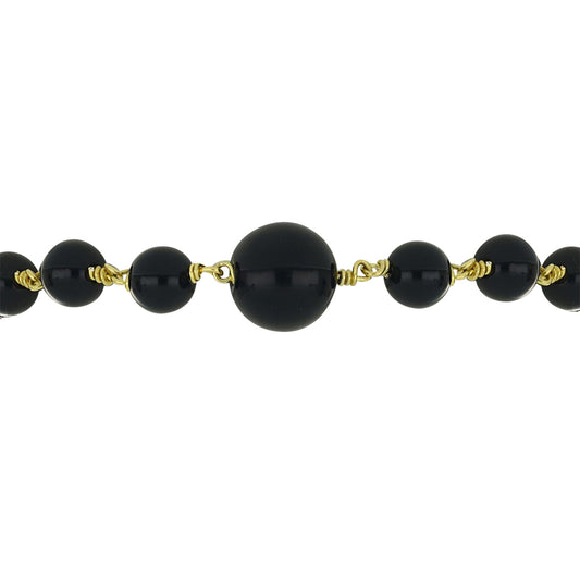 Goldplattiertes Silberarmband mit schwarzem Onyx