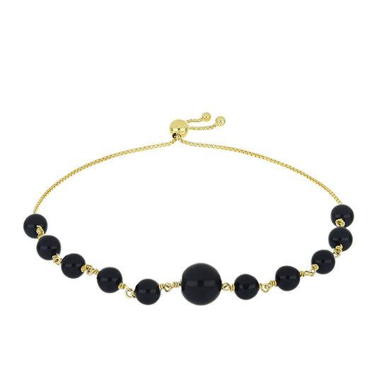 Goldplattiertes Silberarmband mit schwarzem Onyx