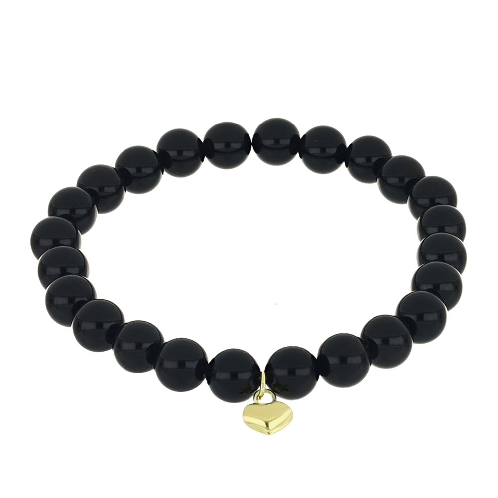 Goldplattiertes Silberarmband mit schwarzem Onyx