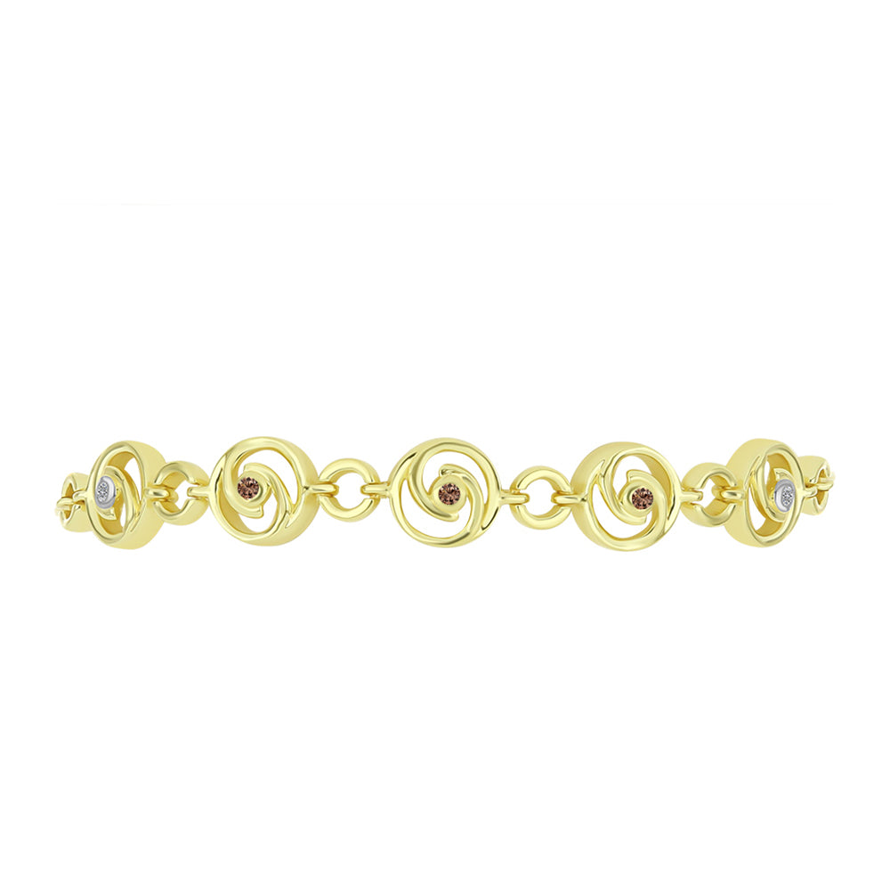 Goldplattiertes Silberarmband mit Champagner-Diamant und weißem Diamant
