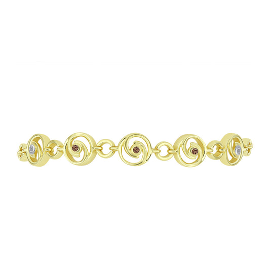 Goldplattiertes Silberarmband mit Champagner-Diamant und weißem Diamant