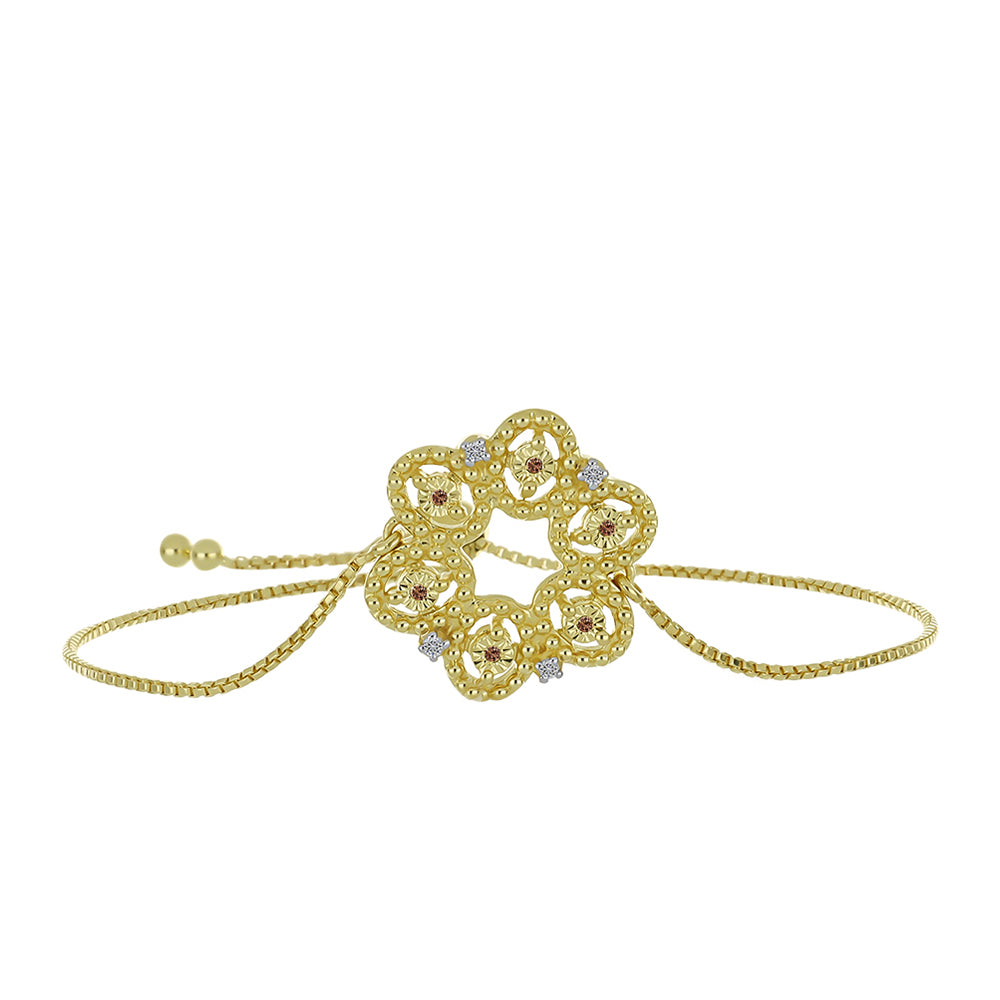 Goldplattiertes Silberarmband mit Champagner-Diamant und weißem Diamant