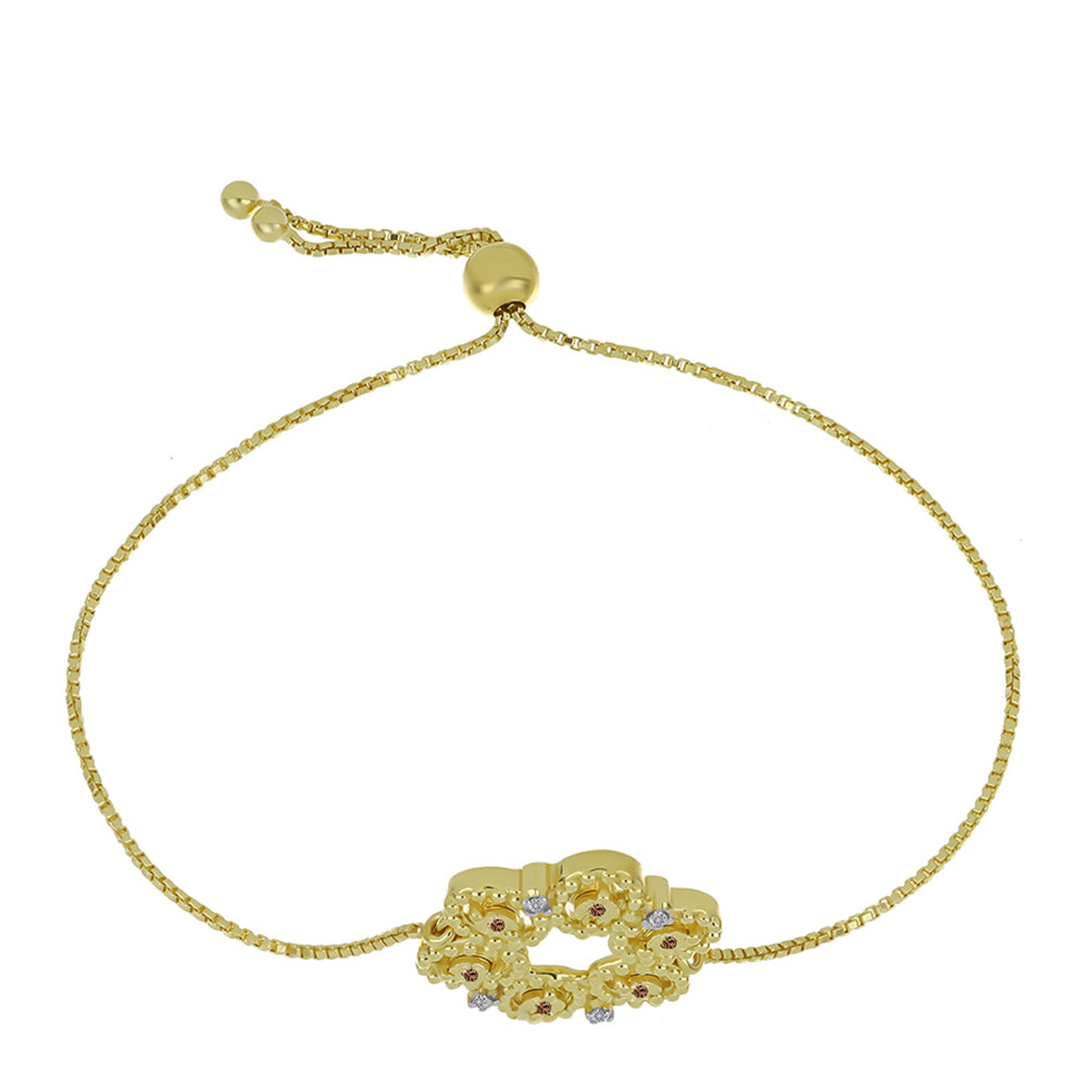 Goldplattiertes Silberarmband mit Champagner-Diamant und weißem Diamant