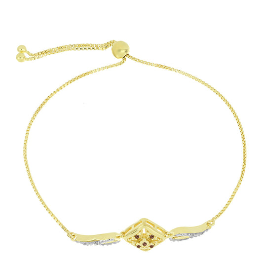 Goldplattiertes Silberarmband mit Champagner-Diamant und weißem Diamant