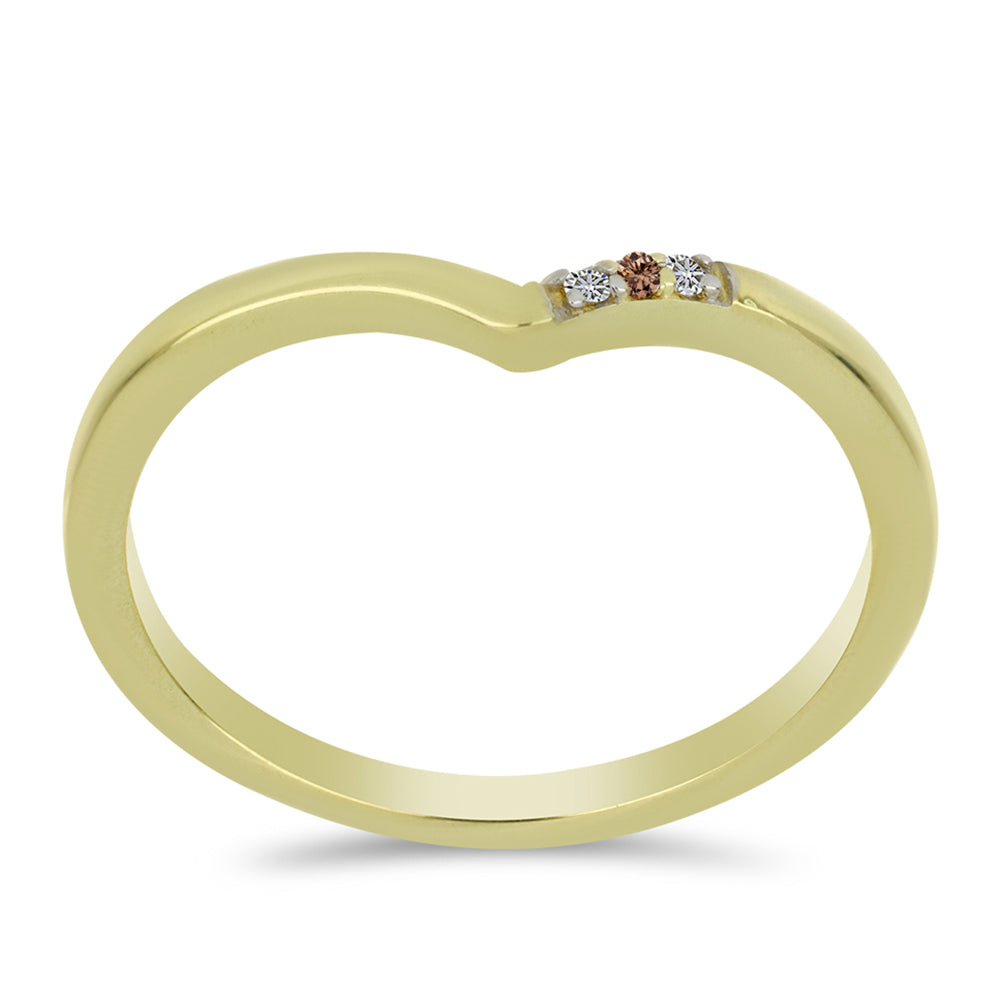 Goldplattierter Silberring mit Champagner-Diamant und weißem Diamant