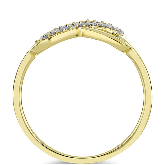 Goldplattierter Silberring mit Champagner-Diamant und weißem Diamant