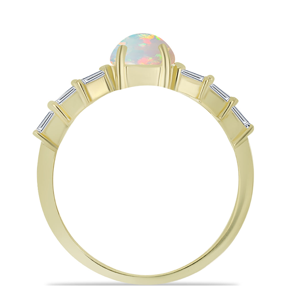 Goldplattierter Silberring mit Welo-Opal und weißem Zirkon