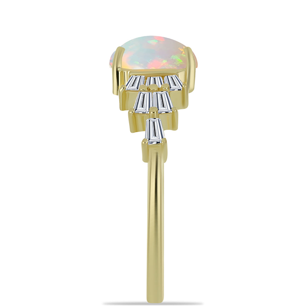 Goldplattierter Silberring mit Welo-Opal und weißem Zirkon