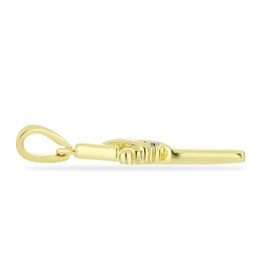 Goldplattierter Silberanhänger mit Champagner-Diamant und weißem Diamant