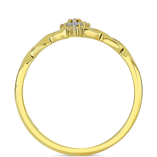 Goldplattierter Silberring mit Champagner-Diamant und weißem Diamant