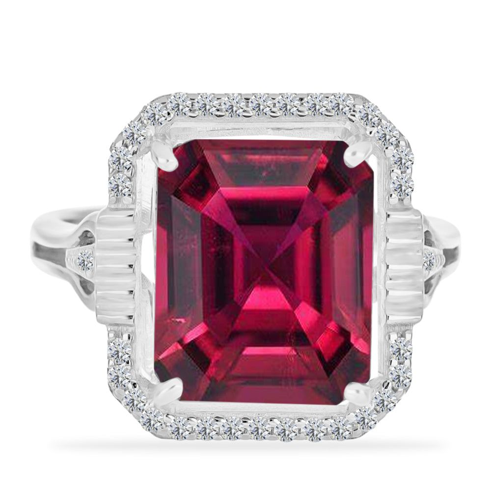 Silberring mit Rubin aus Madagaskar und weißem Diamant