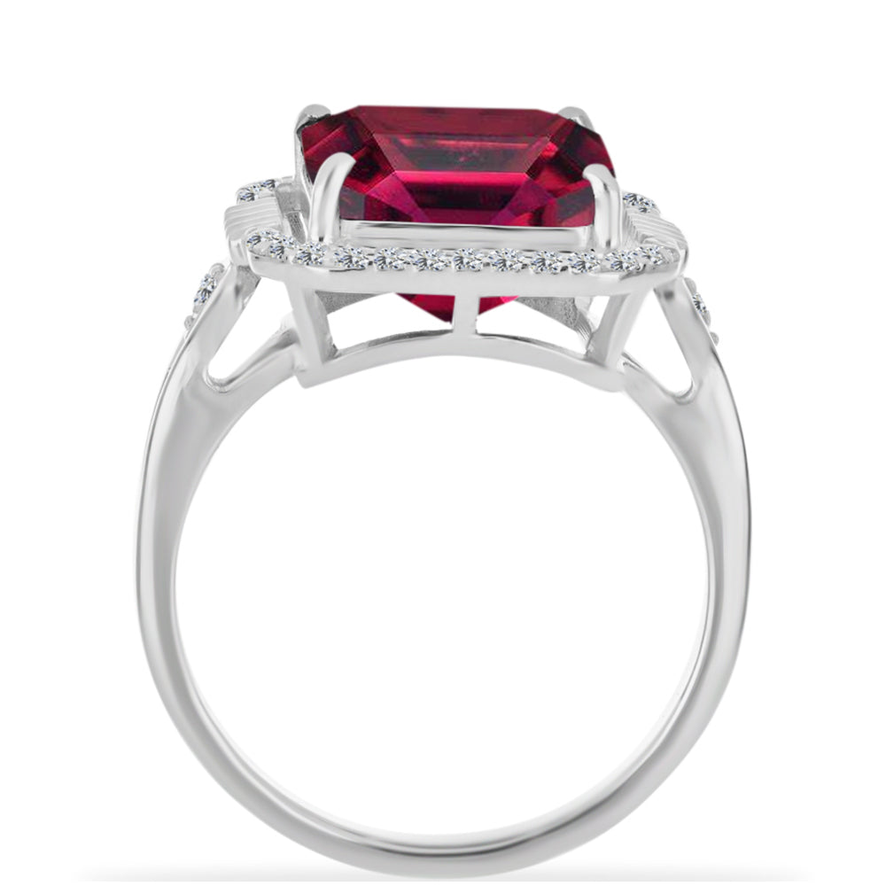 Silberring mit Rubin aus Madagaskar und weißem Diamant