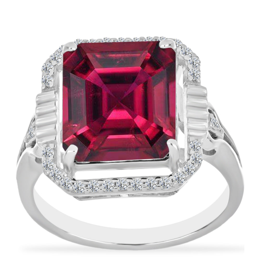 Silberring mit Rubin aus Madagaskar und weißem Diamant
