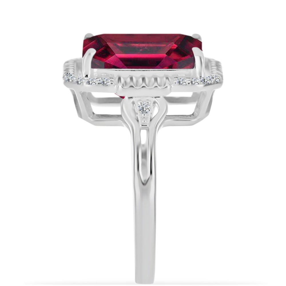Silberring mit Rubin aus Madagaskar und weißem Diamant
