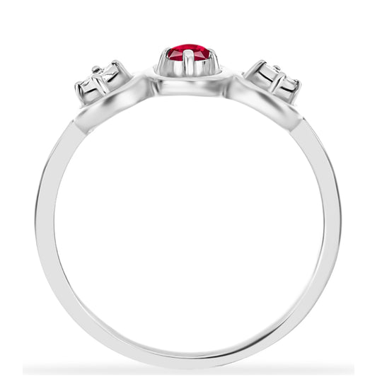 Silberring mit Rubin aus Madagaskar und weißem Diamant