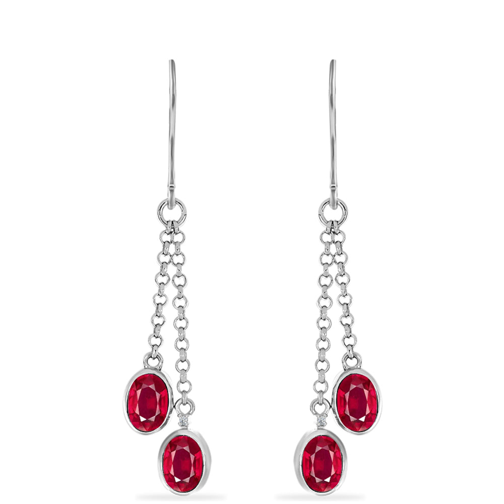 Silberohrringe mit Rubin aus Madagaskar und weißem Diamant