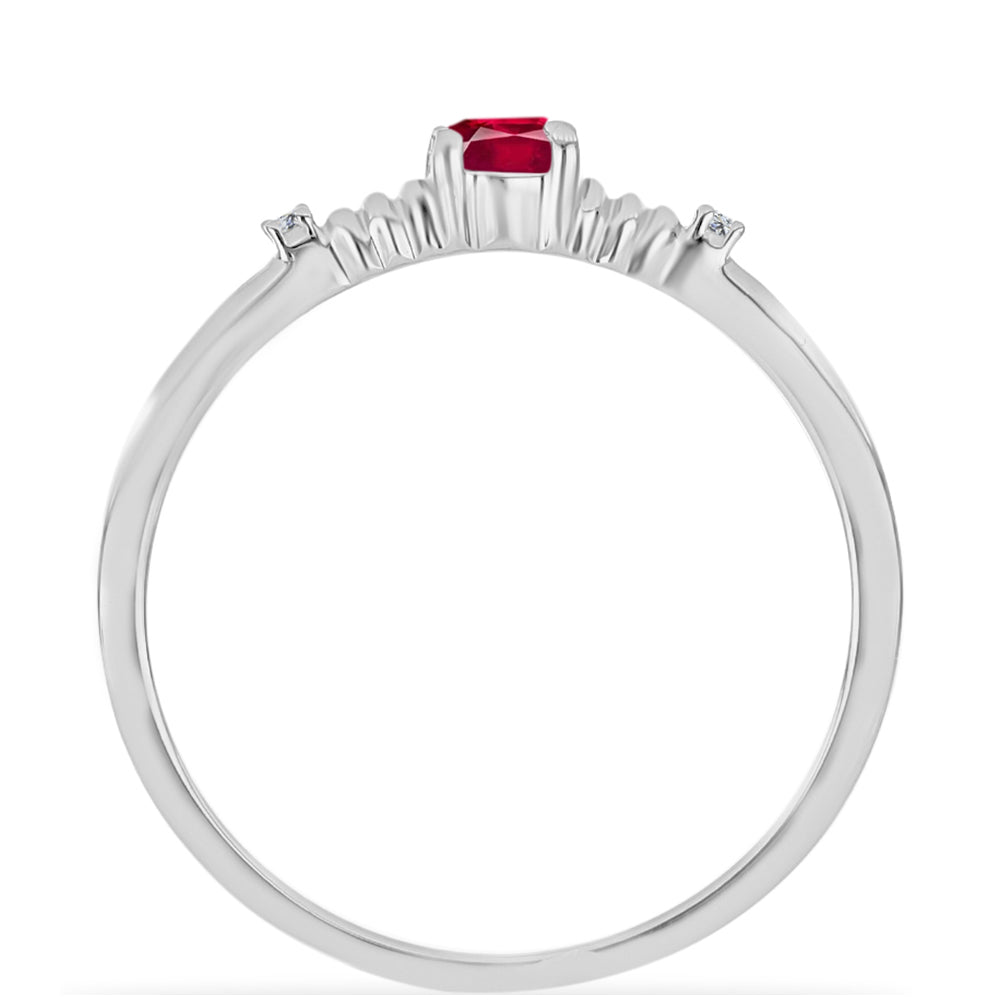 Silberring mit Rubin aus Madagaskar und weißem Diamant