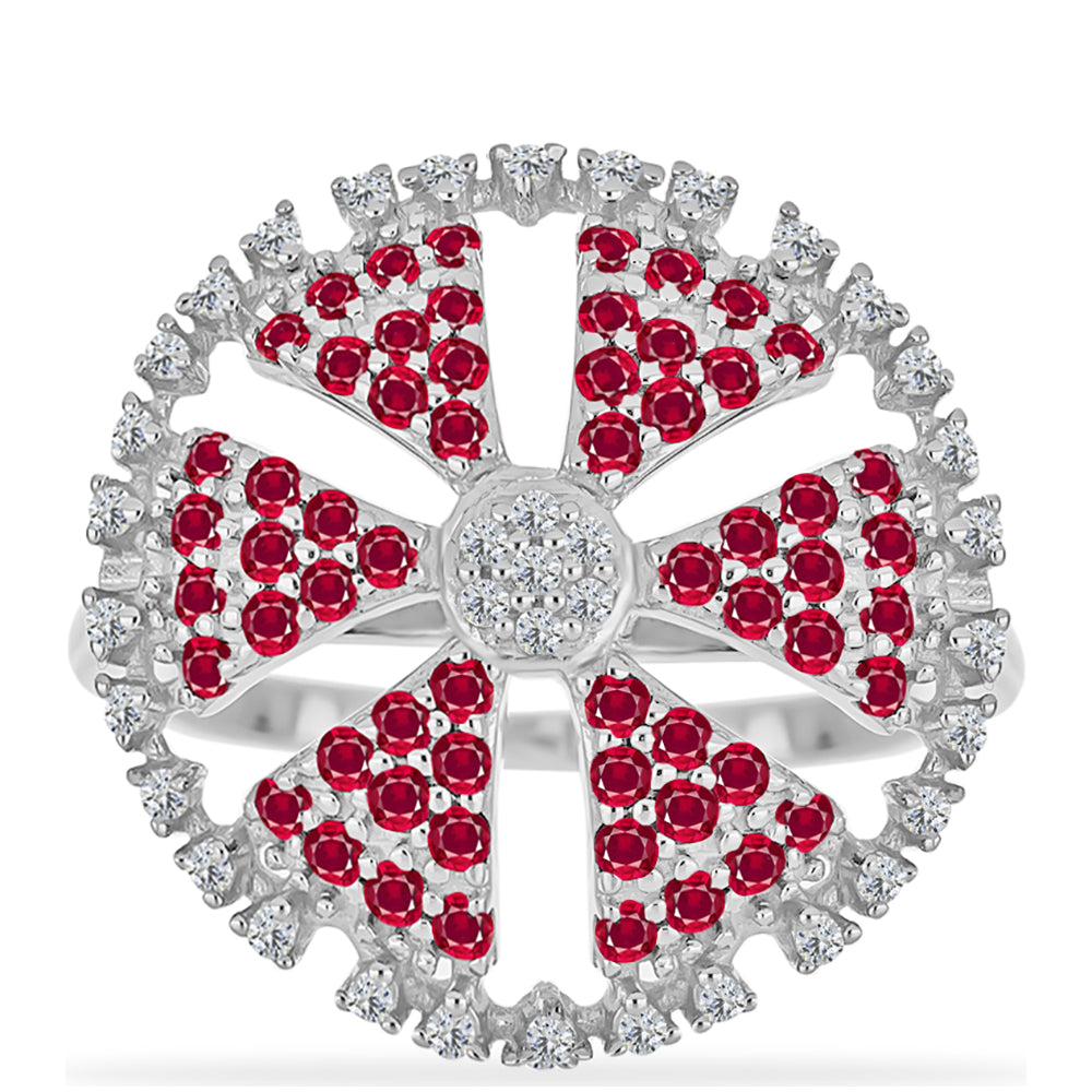 Silberring mit Rubin aus Madagaskar und weißem Diamant