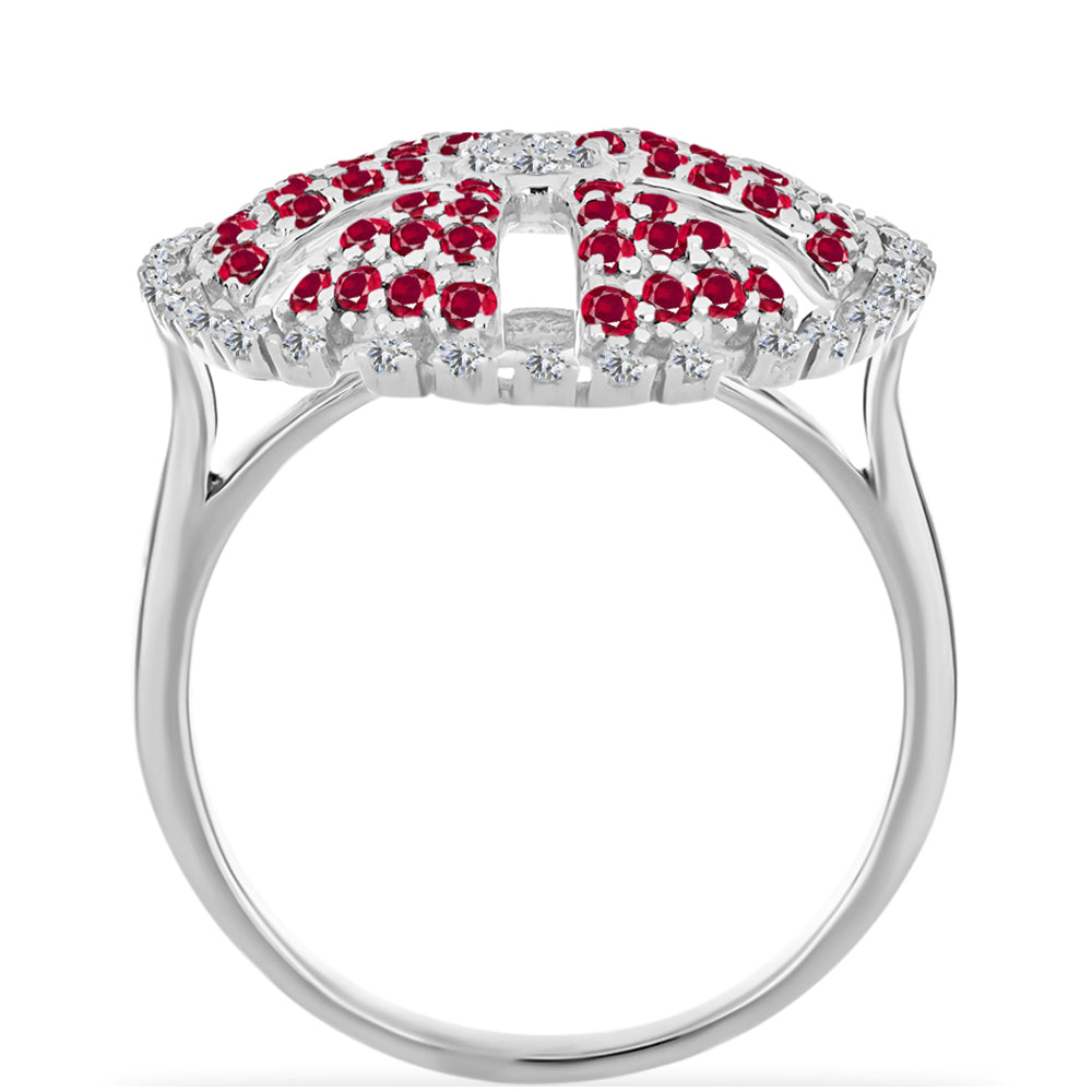 Silberring mit Rubin aus Madagaskar und weißem Diamant