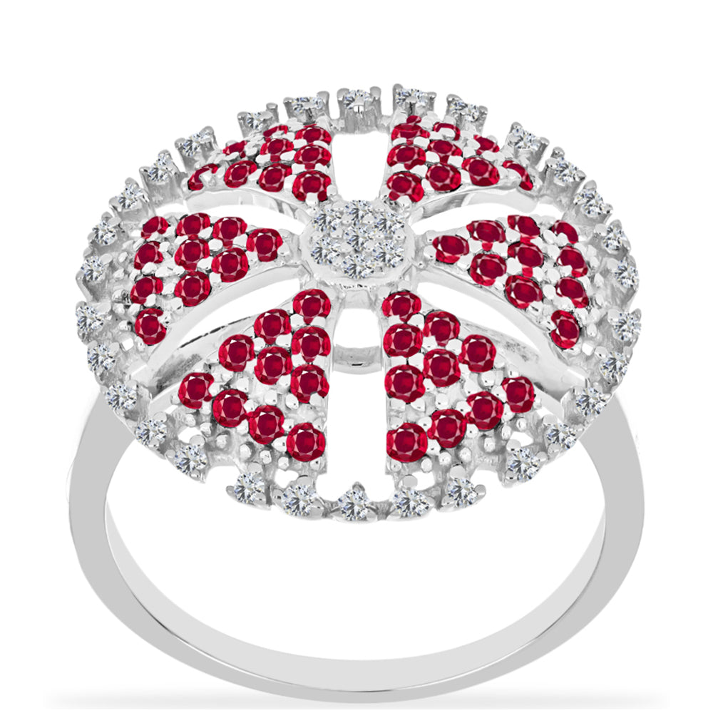 Silberring mit Rubin aus Madagaskar und weißem Diamant