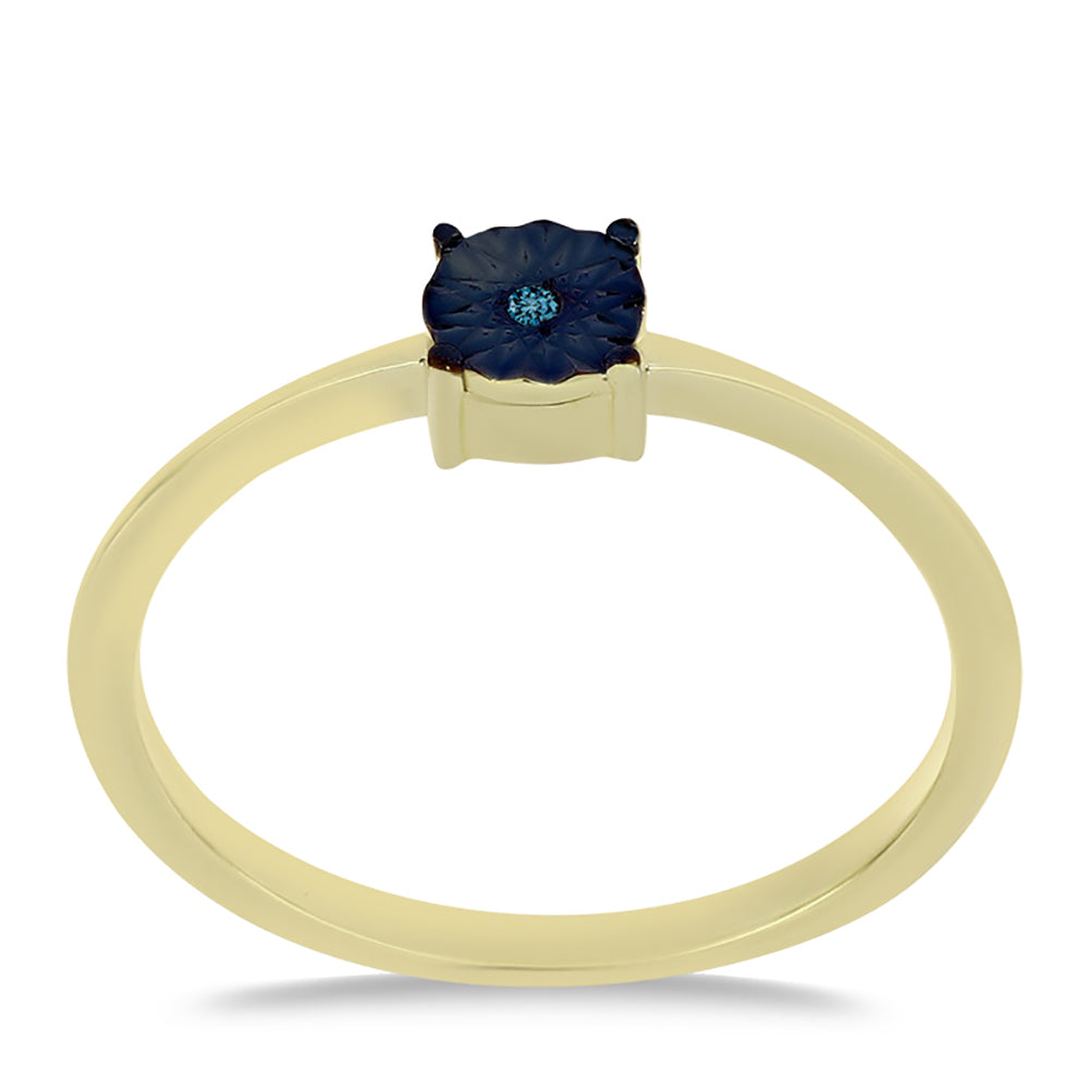 Goldplattierter Silberring mit blauem Diamant