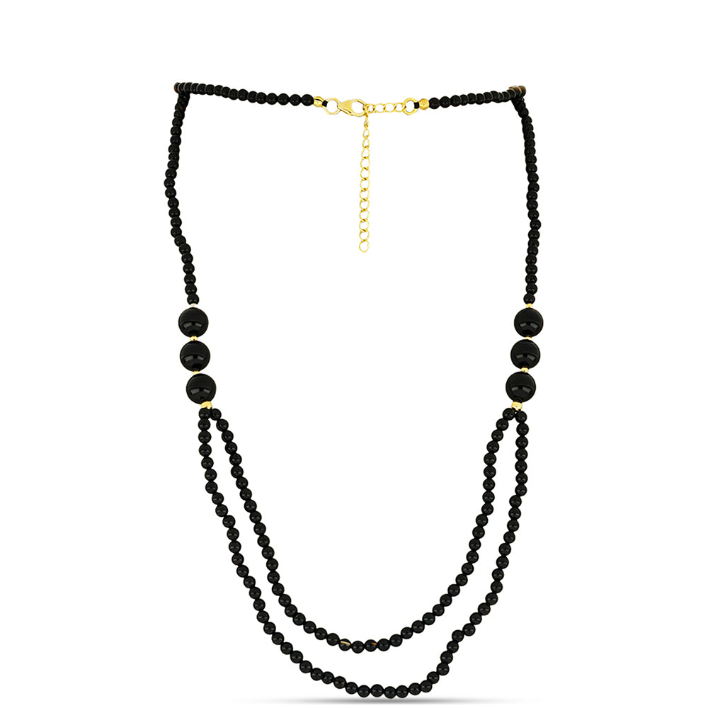 Goldplattierte Silberhalskette mit schwarzem Onyx aus Suwar
