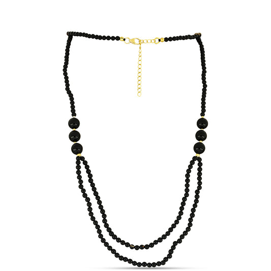 Goldplattierte Silberhalskette mit schwarzem Onyx aus Suwar