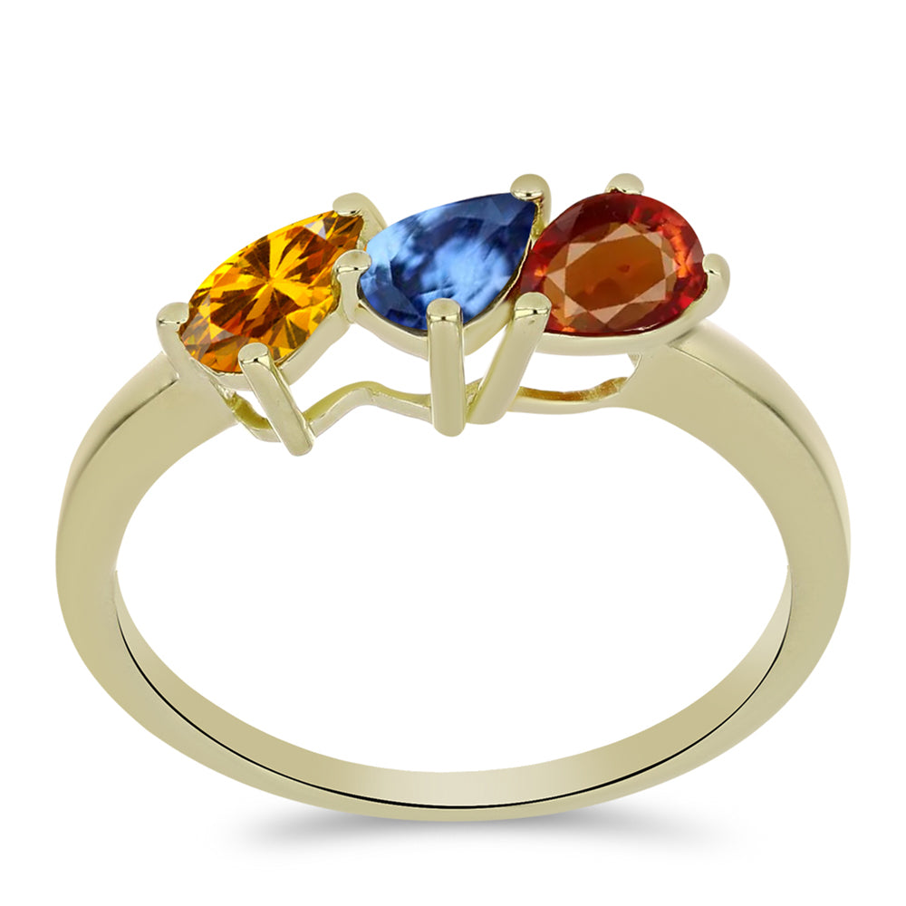 Goldplattierter Silberring mit regenbogenfarbenem Rosebery Saphir