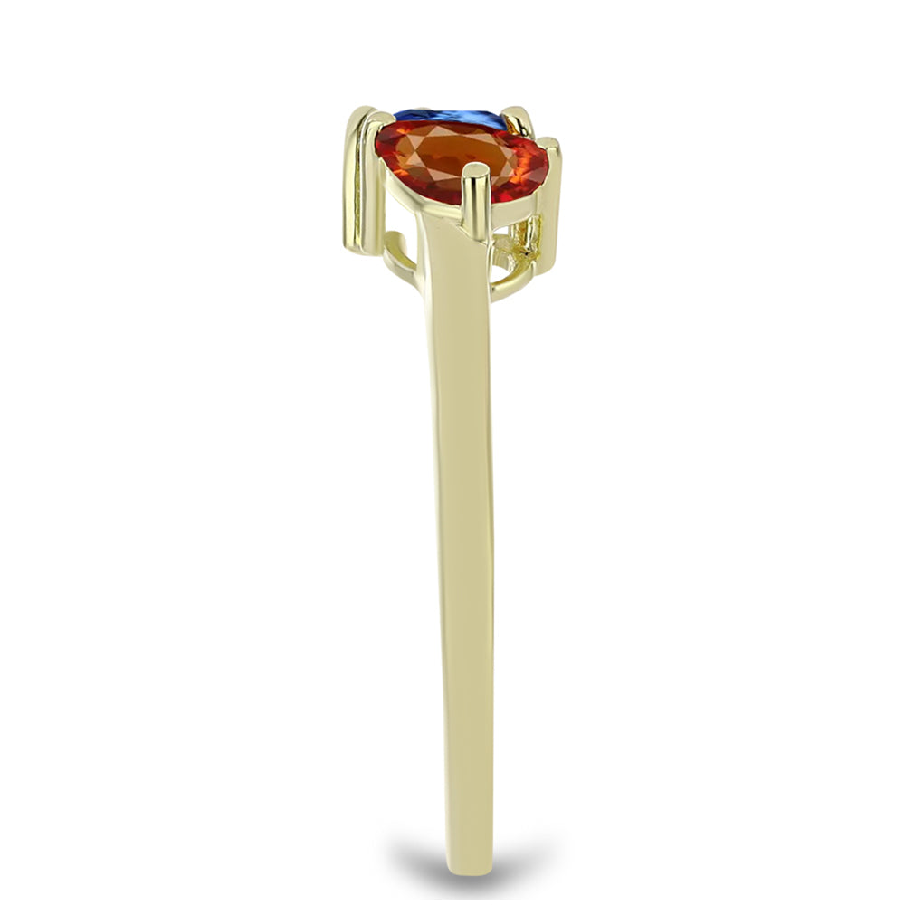 Goldplattierter Silberring mit regenbogenfarbenem Rosebery Saphir