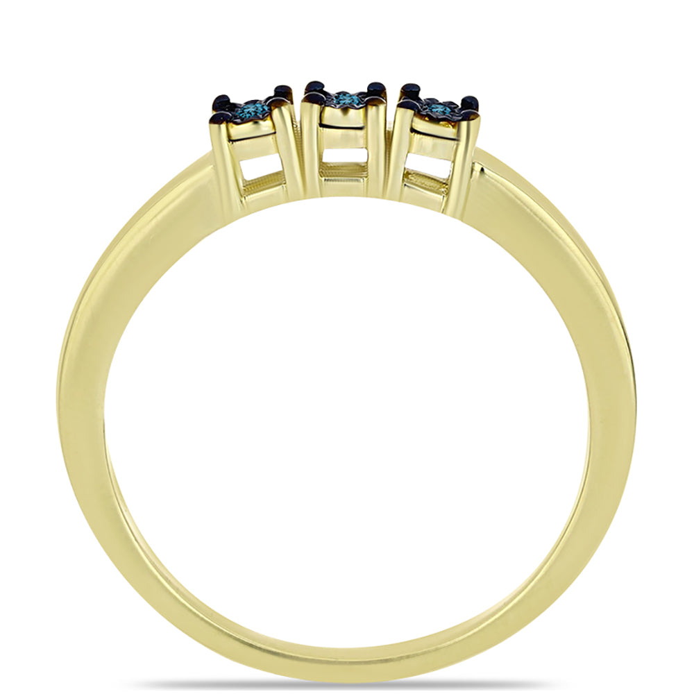 Goldplattierter Silberring mit blauem Diamant
