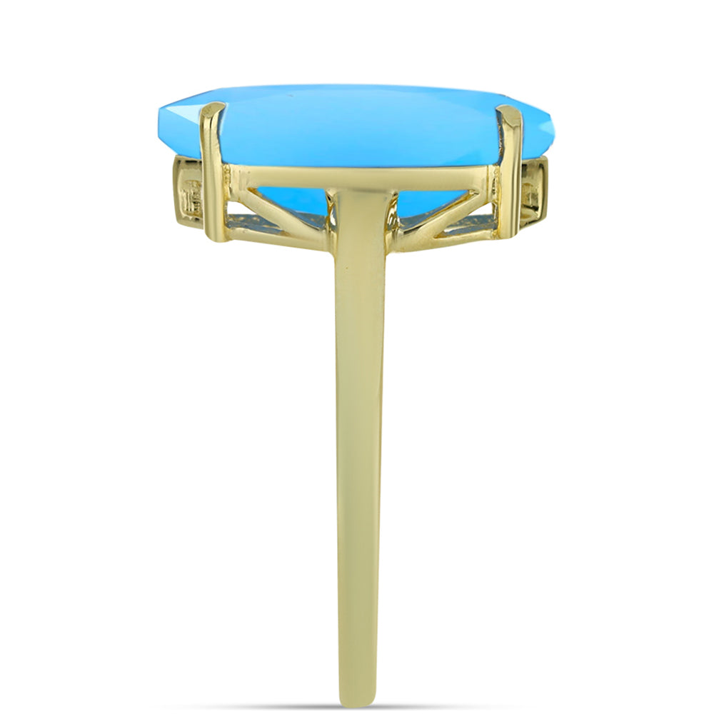 Goldplattierter Silberring mit Aqua-Chalcedon