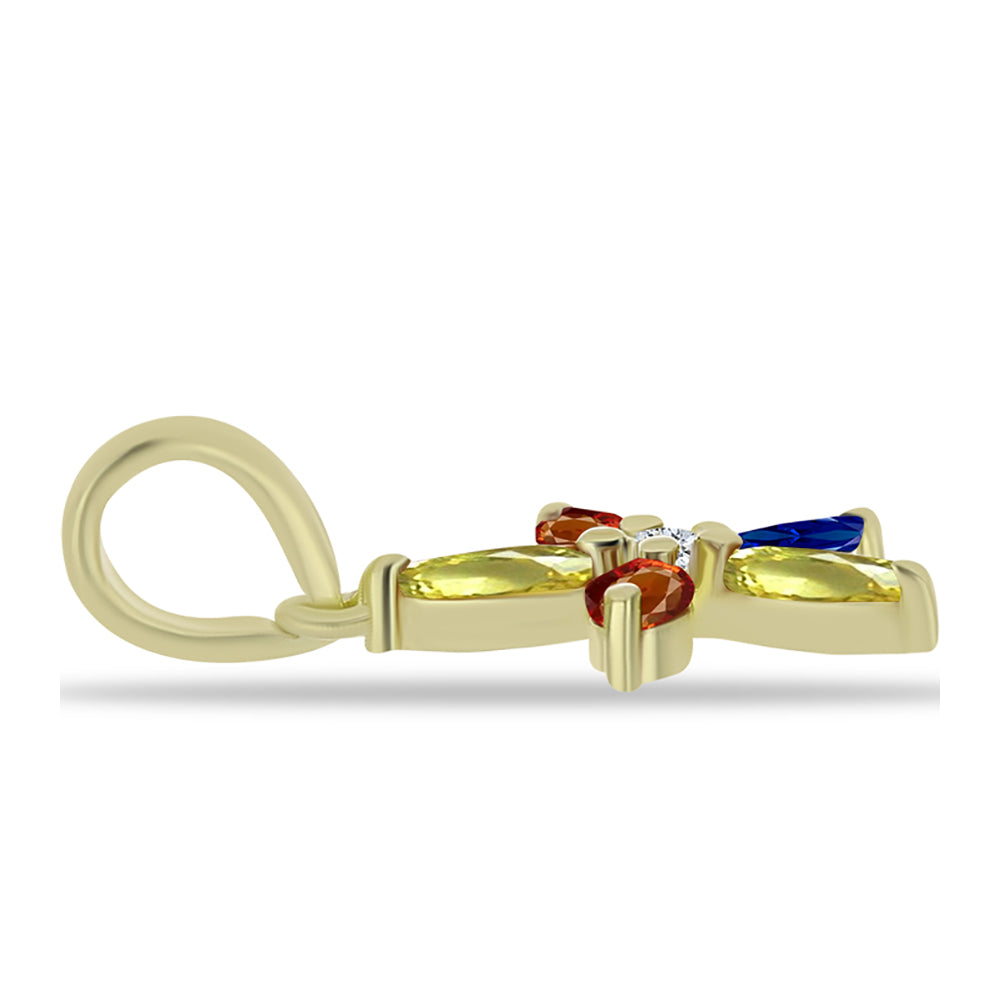 Goldplattierter Silberanhänger mit regenbogenfarbenem Rosebery Saphir und weißem Topas