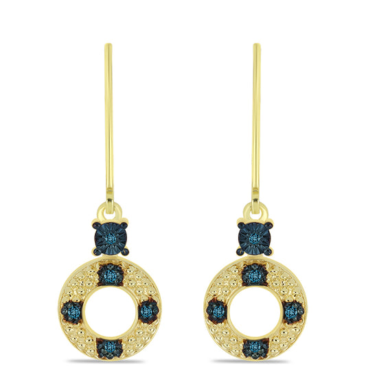 Goldplattierte Silberohrringe mit blauem Diamant