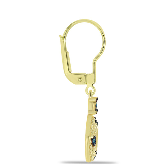 Goldplattierte Silberohrringe mit blauem Diamant