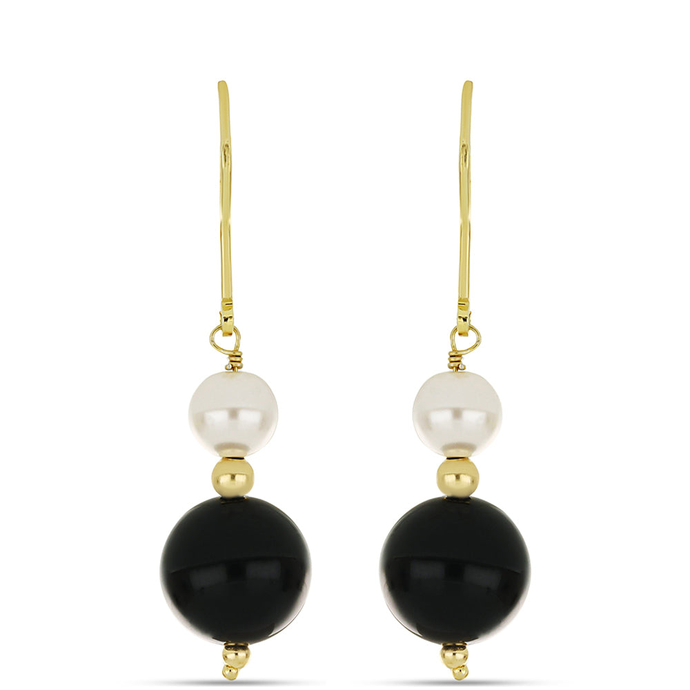 Goldplattierte Silberohrringe mit schwarzem Onyx aus Suwar 1