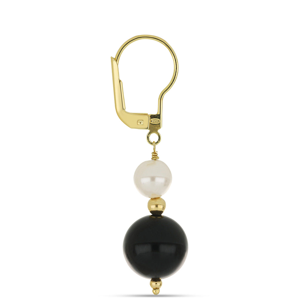 Goldplattierte Silberohrringe mit schwarzem Onyx aus Suwar 2