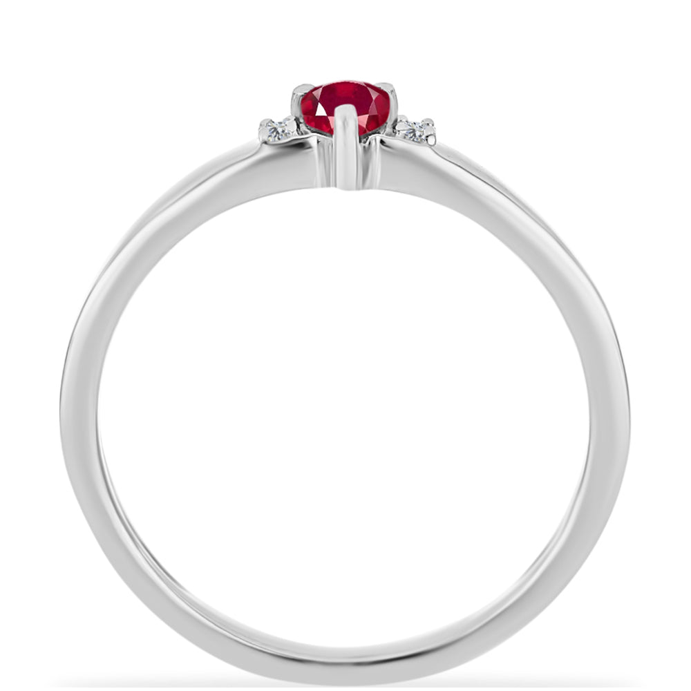 Silberring mit Rubin aus Madagaskar und weißem Diamant