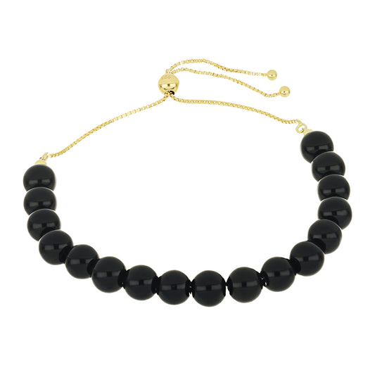 Goldplattiertes Silberarmband mit schwarzem Onyx aus Suwar