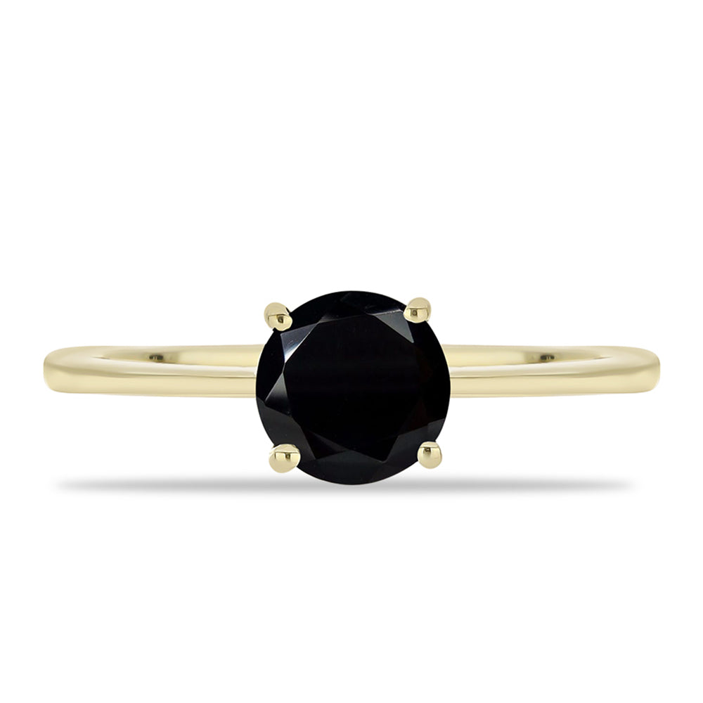 Goldplattierter Silberring mit schwarzem Onyx aus Suwar