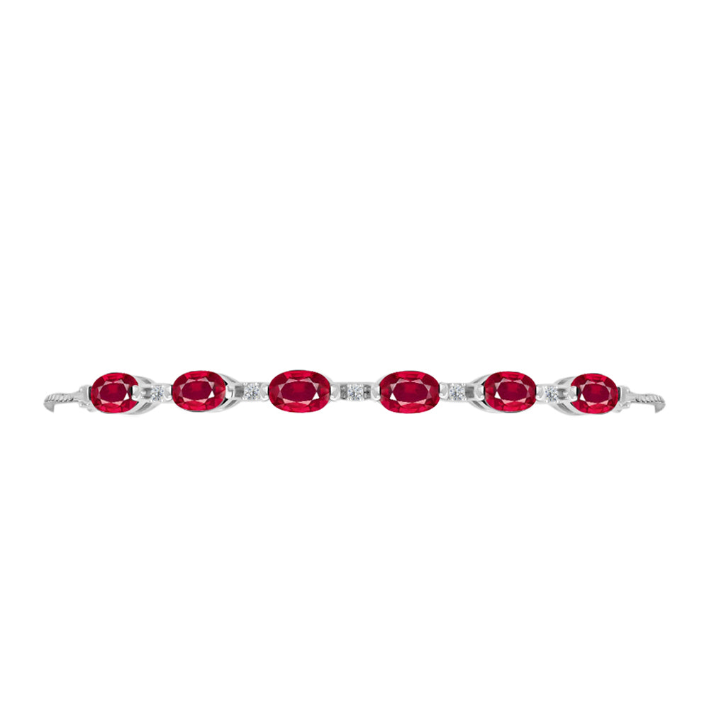 Silberarmband mit Rubin aus Madagaskar und weißem Diamant