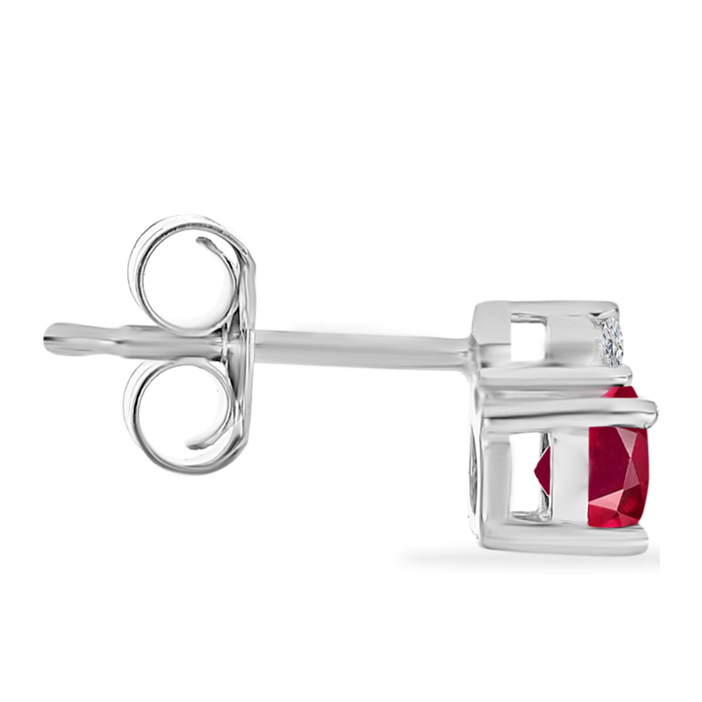 Silberohrringe mit Rubin aus Madagaskar und weißem Diamant