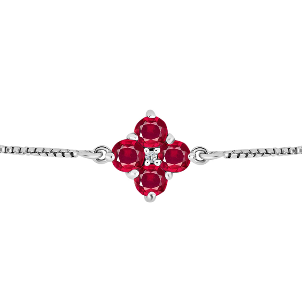 Silberarmband mit Rubin aus Madagaskar und weißem Diamant