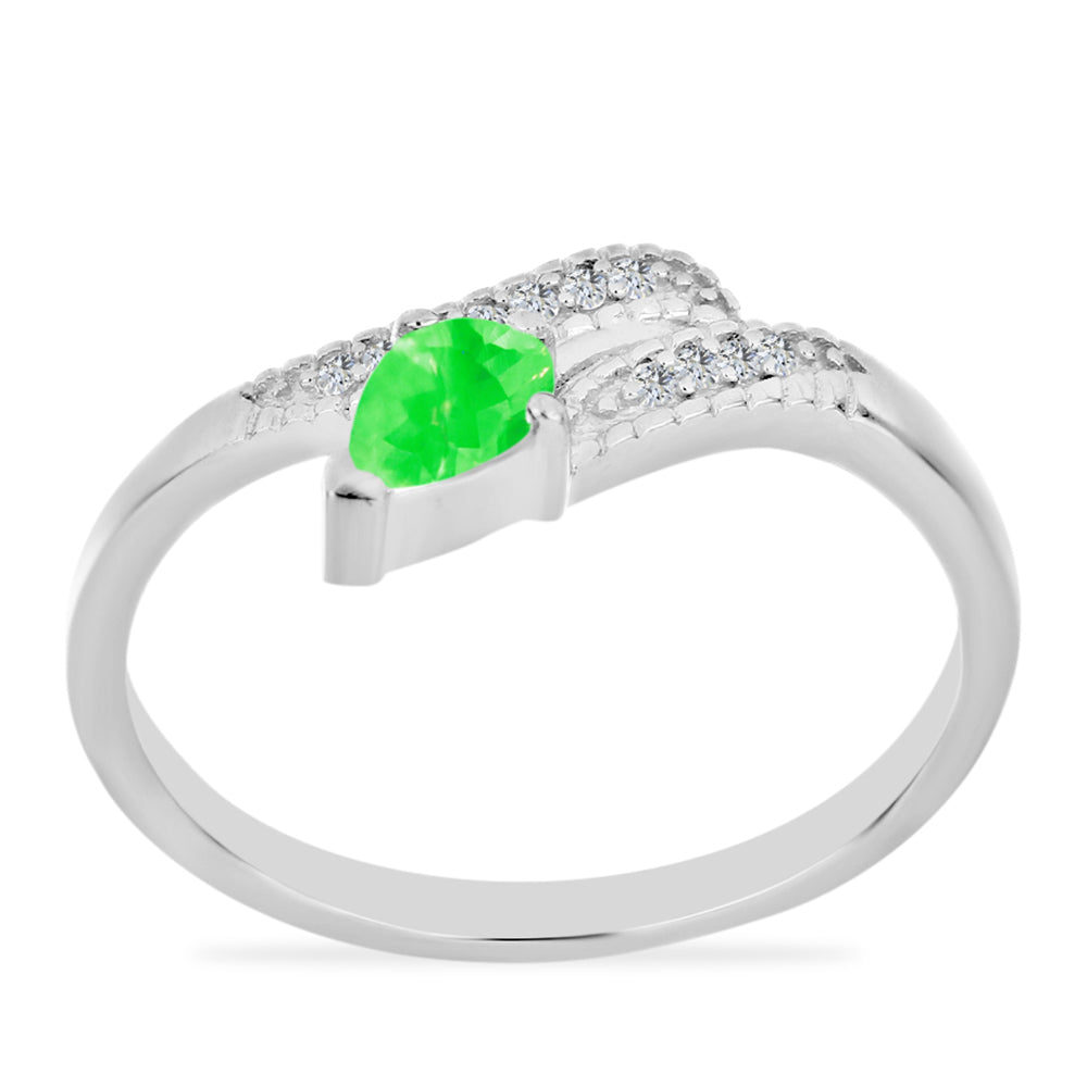 Silberring mit Hyalit-Opal und weißem Topas