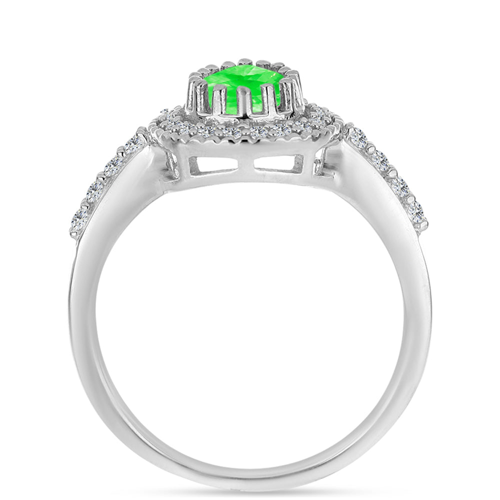Silberring mit Hyalit-Opal und weißem Topas