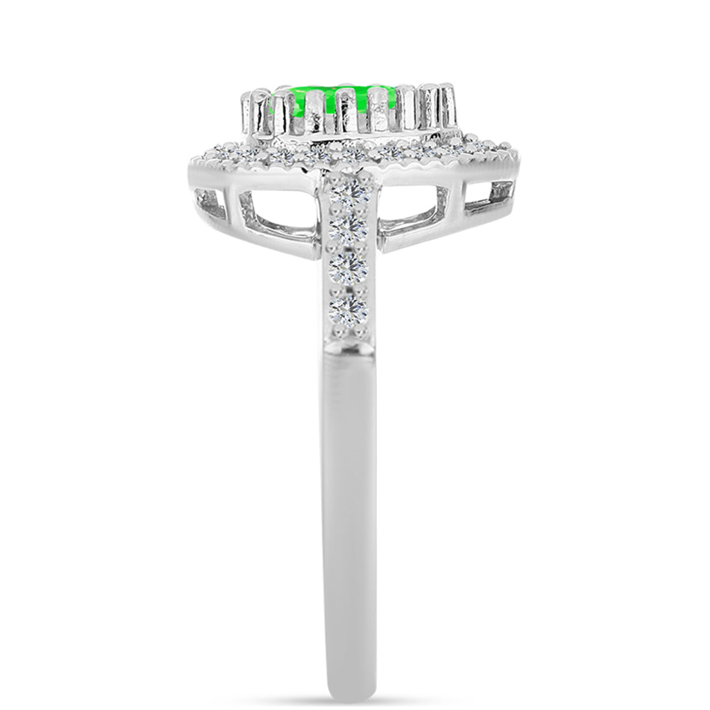 Silberring mit Hyalit-Opal und weißem Topas